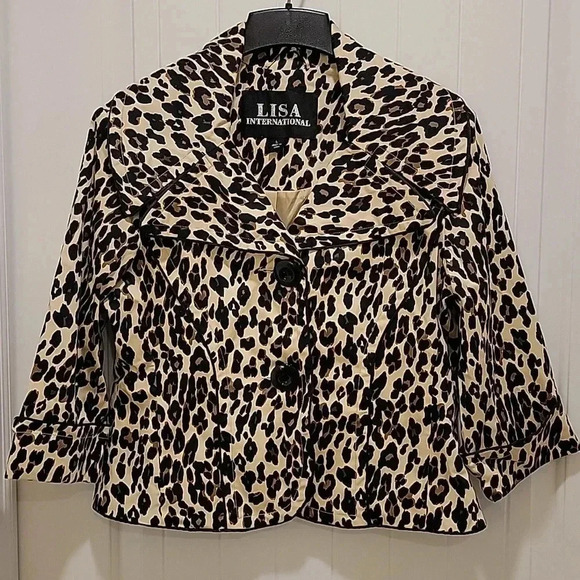 Lisa International Animal Print Lined Buttoned Blazer Size Large - Picture 8 of 8